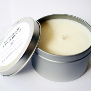 Bergamot & Patchouli Natural Soy Wax Candle | 8 oz silver tin