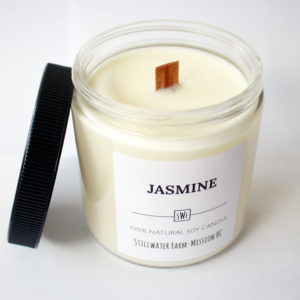Jasmine Natural Soy Wax Candle | 8 oz wood wick