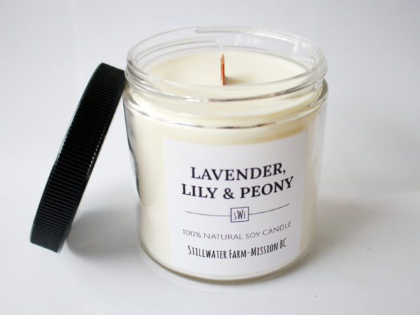 Lavender, Lily & Peony Natural Soy Wax Candle | 8 oz wood wick