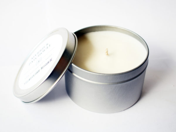 Myrrh & Patchouli Natural Soy Wax Candle | 8 oz silver tin