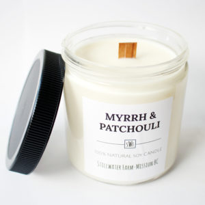 Myrrh & Patchouli Natural Soy Wax Candle | 8 oz wood wick