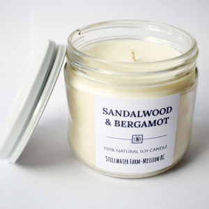 Sandalwood & Bergamot Natural Soy Wax Candle | 8 oz glass