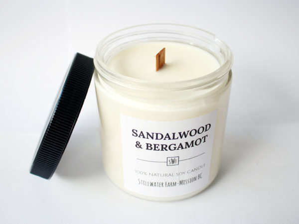 Sandalwood & Bergamot Natural Soy Wax Candle | 8 oz wood wick