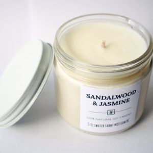 Sandalwood & Jasmine Natural Soy Wax Candle | 8 oz glass